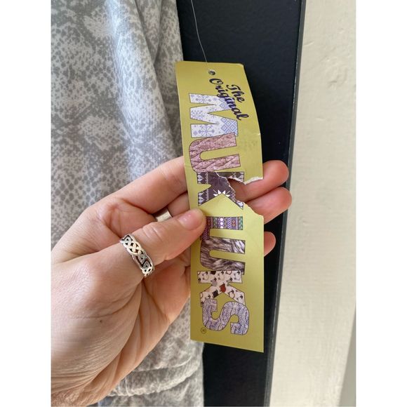 MUK LUKS NWT Gray White Drawstring Romper, Size XL - Picture 6 of 6